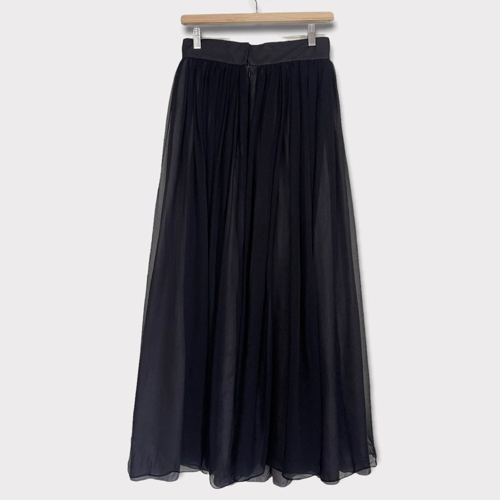 Jones New York Black Silk Highwaisted Midi Skirt Size 8 - Picture 2 of 9